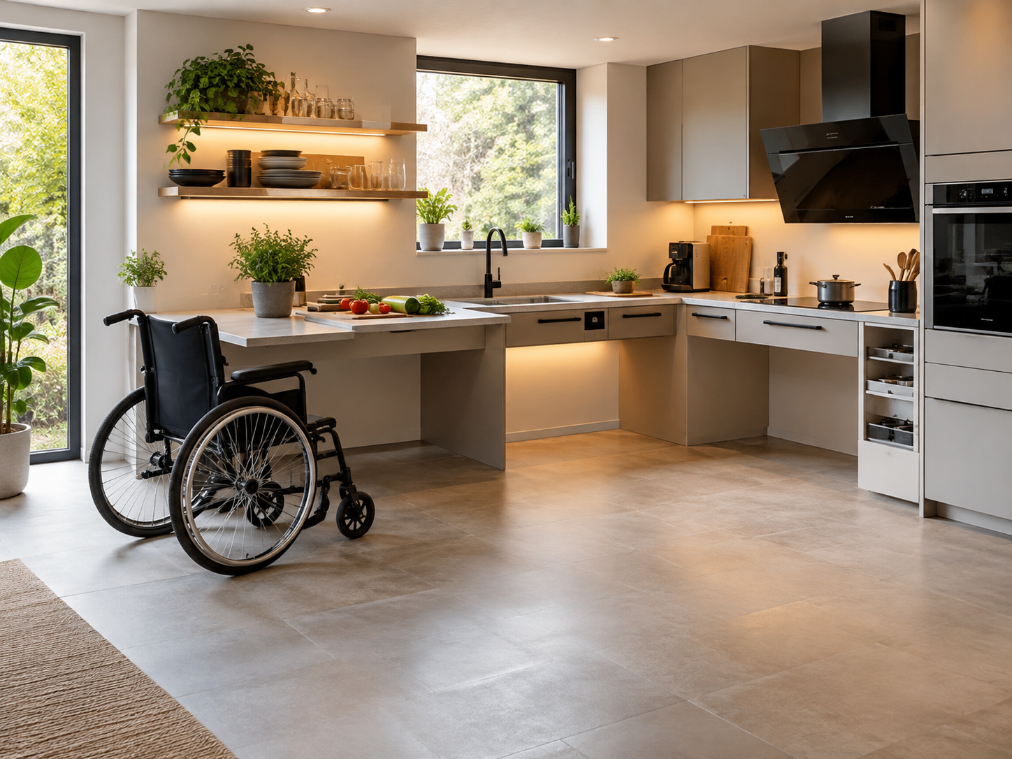 Barrierefreie moderne Küche mit durchdachter Gestaltung
